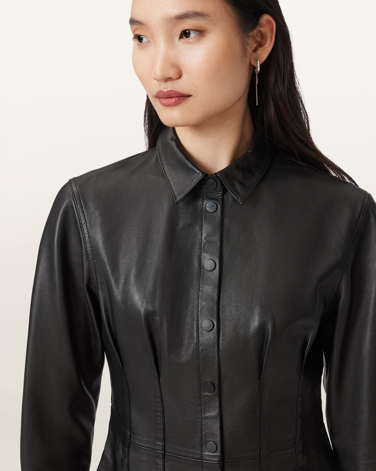 Black Color Larson Leather Shirt from AllSaints