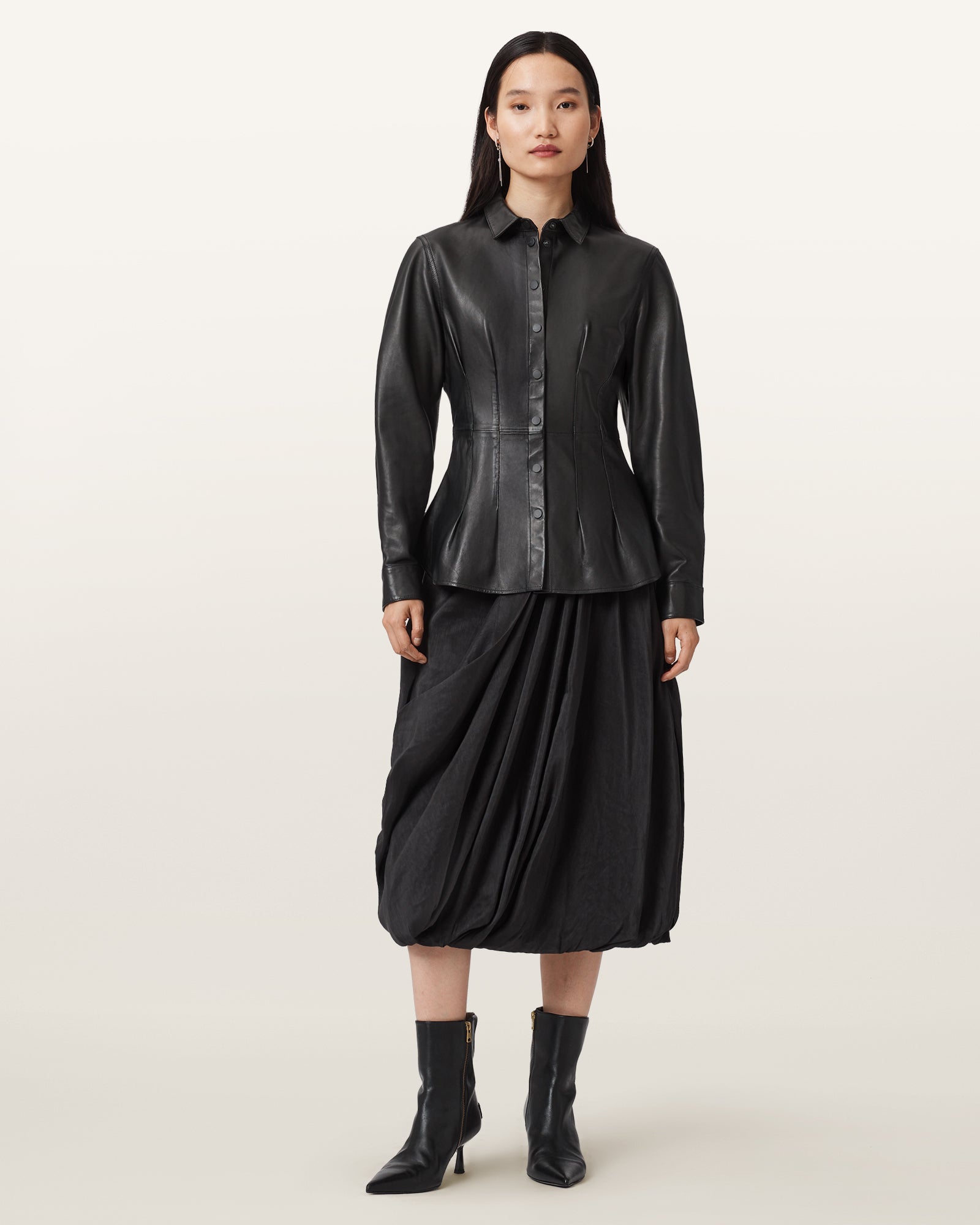 Black Color Larson Leather Shirt from AllSaints