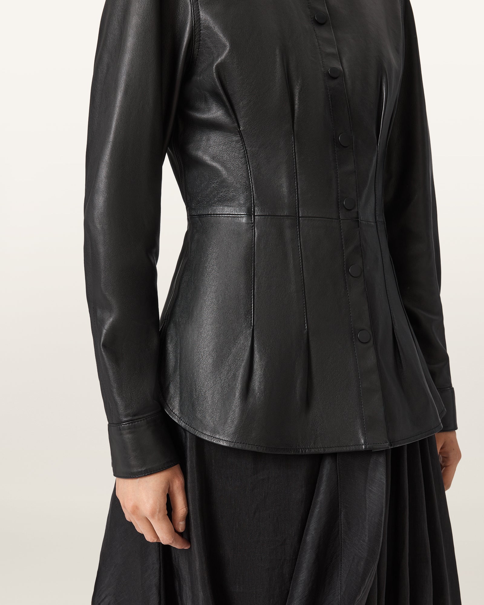 Black Color Larson Leather Shirt from AllSaints