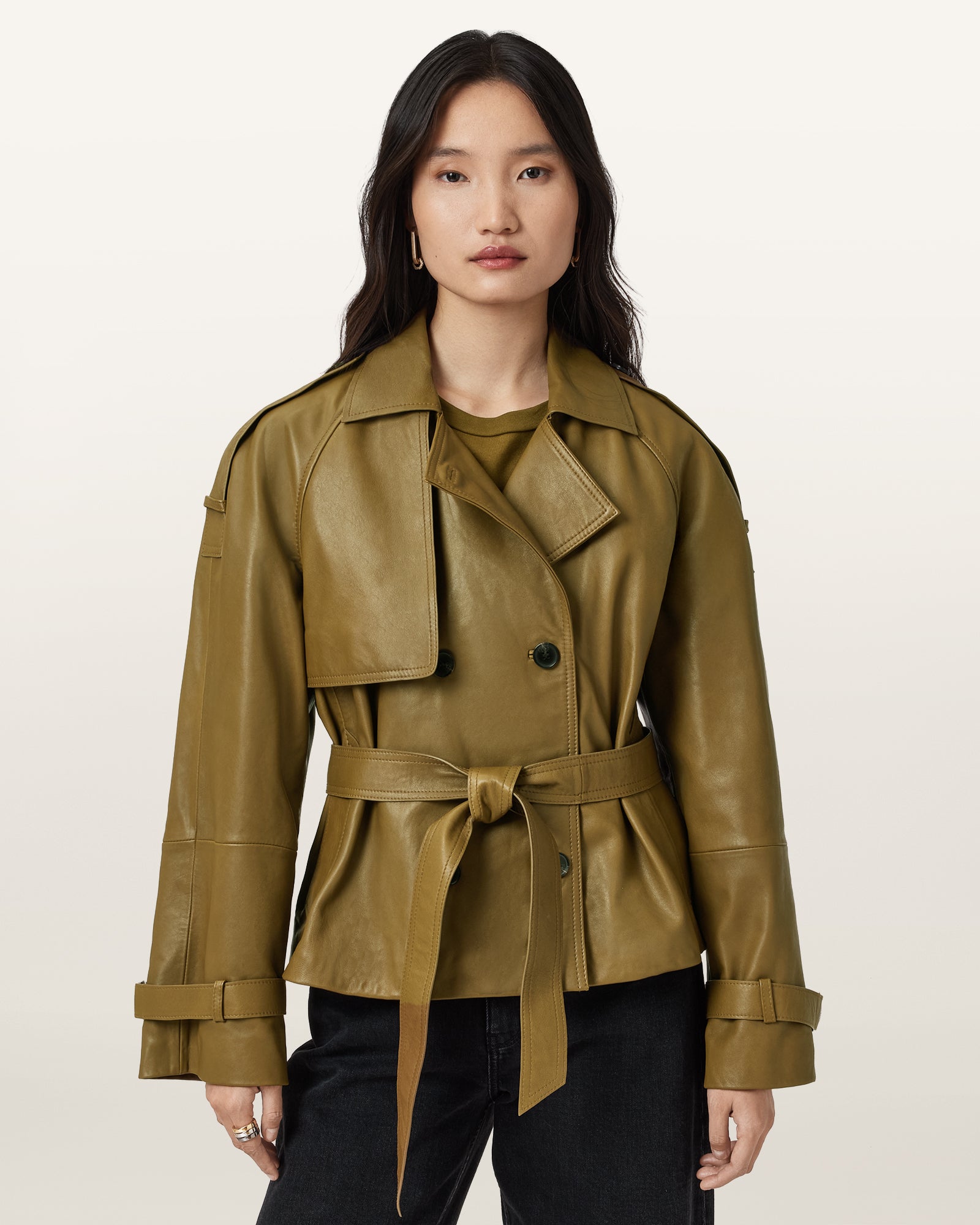 FANGO GREEN Color Reed Jacket Leather Jacket from AllSaints