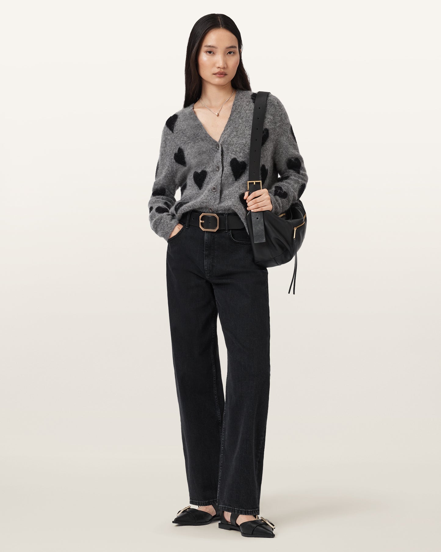 Grey/Black Color Amora Cardigan from AllSaints