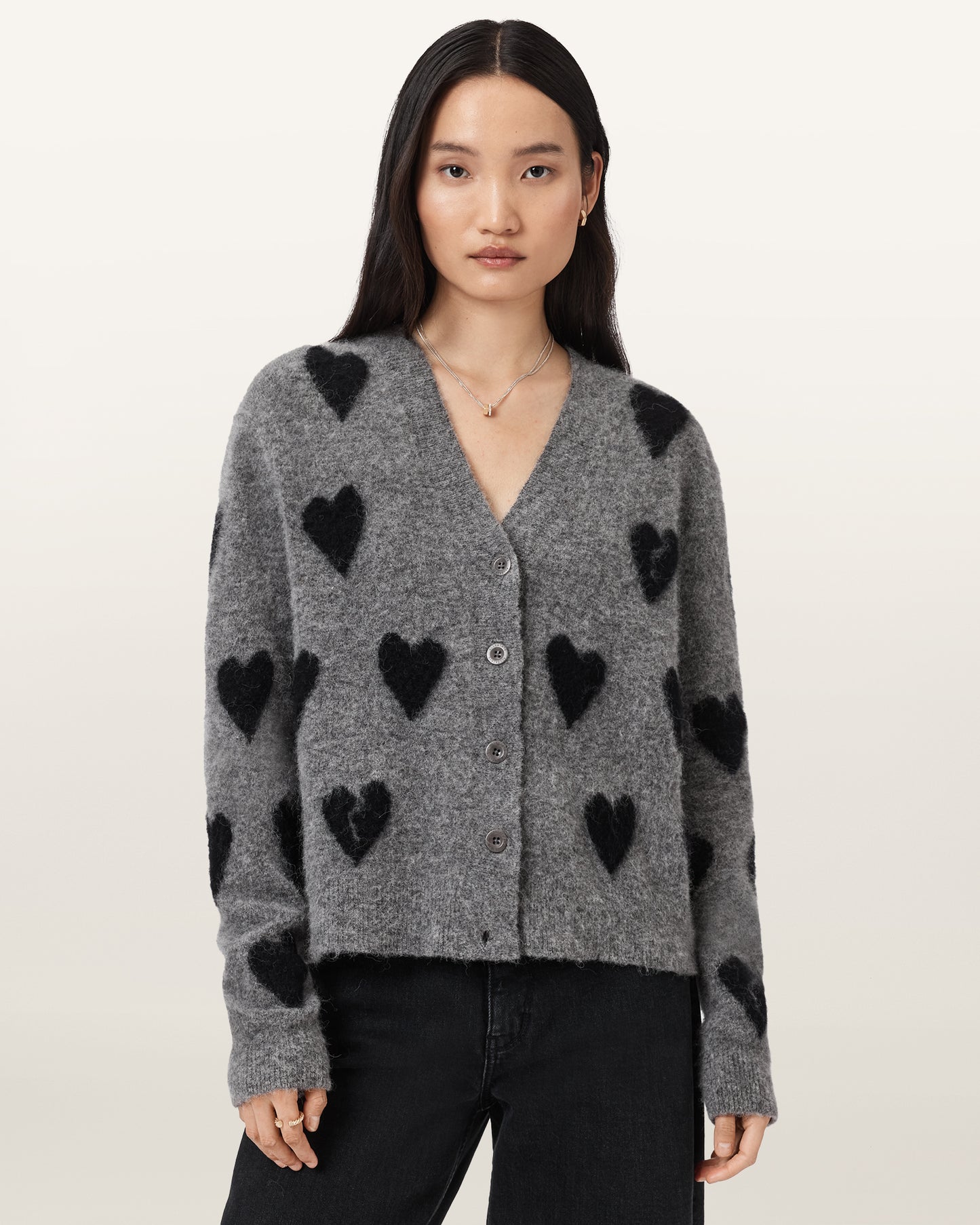 Grey/Black Color Amora Cardigan from AllSaints
