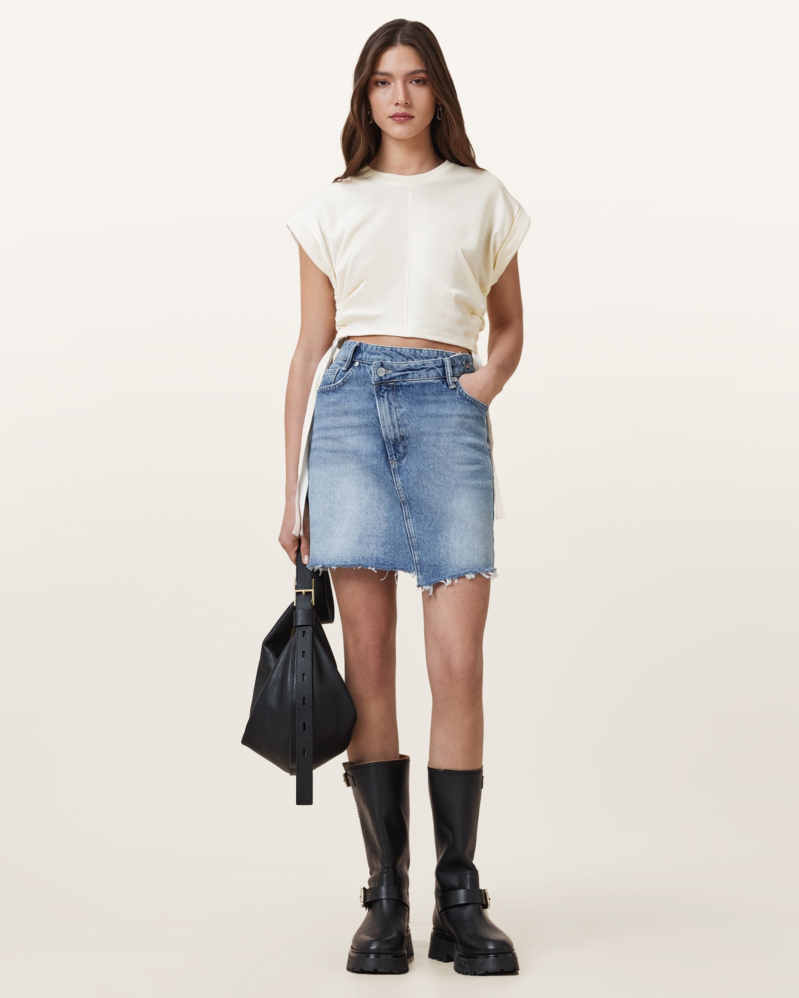 TOFU WHITE Color Mira Satin Tee from AllSaints