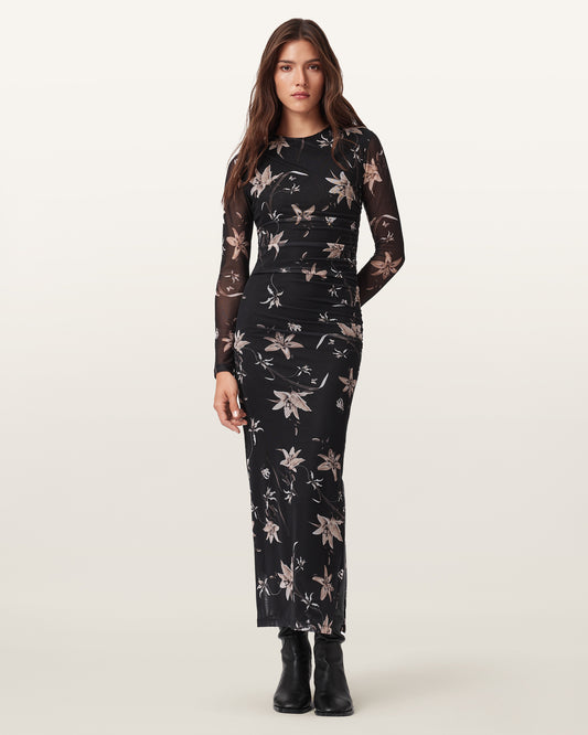 PETRA SEPIA BROWN Color Caia Mesh Dress from AllSaints