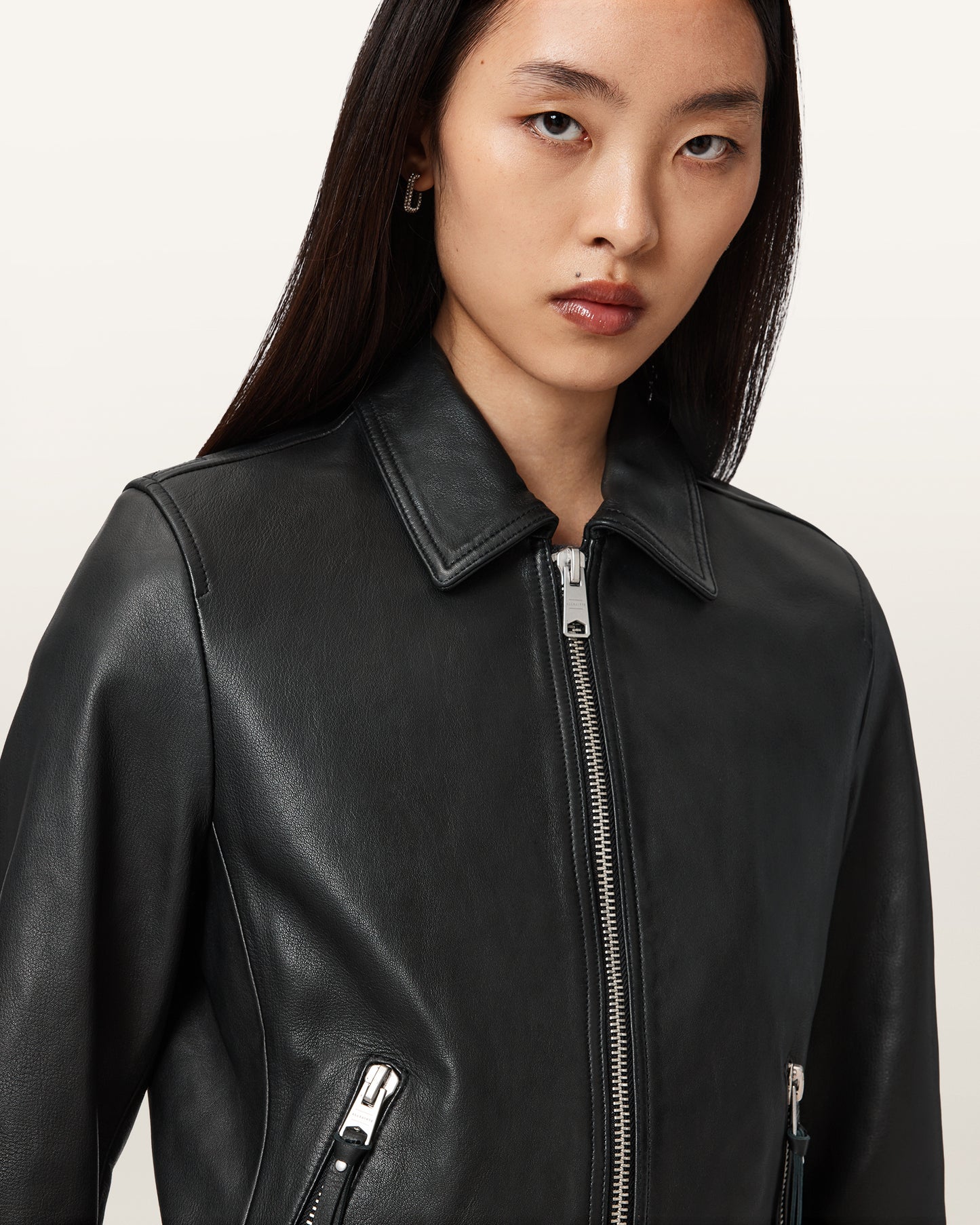 Black Color Danbury Biker Leather Jacket from AllSaints