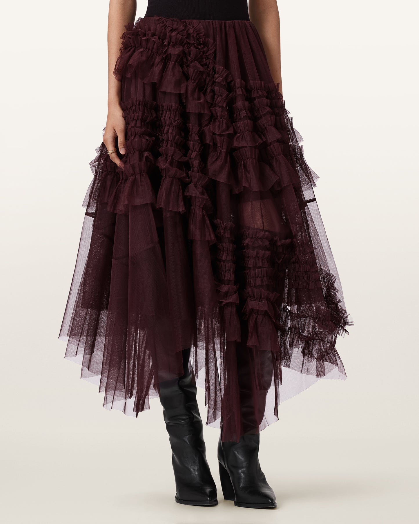 OXBLOOD RED Color Jen Tulle Skirt from AllSaints