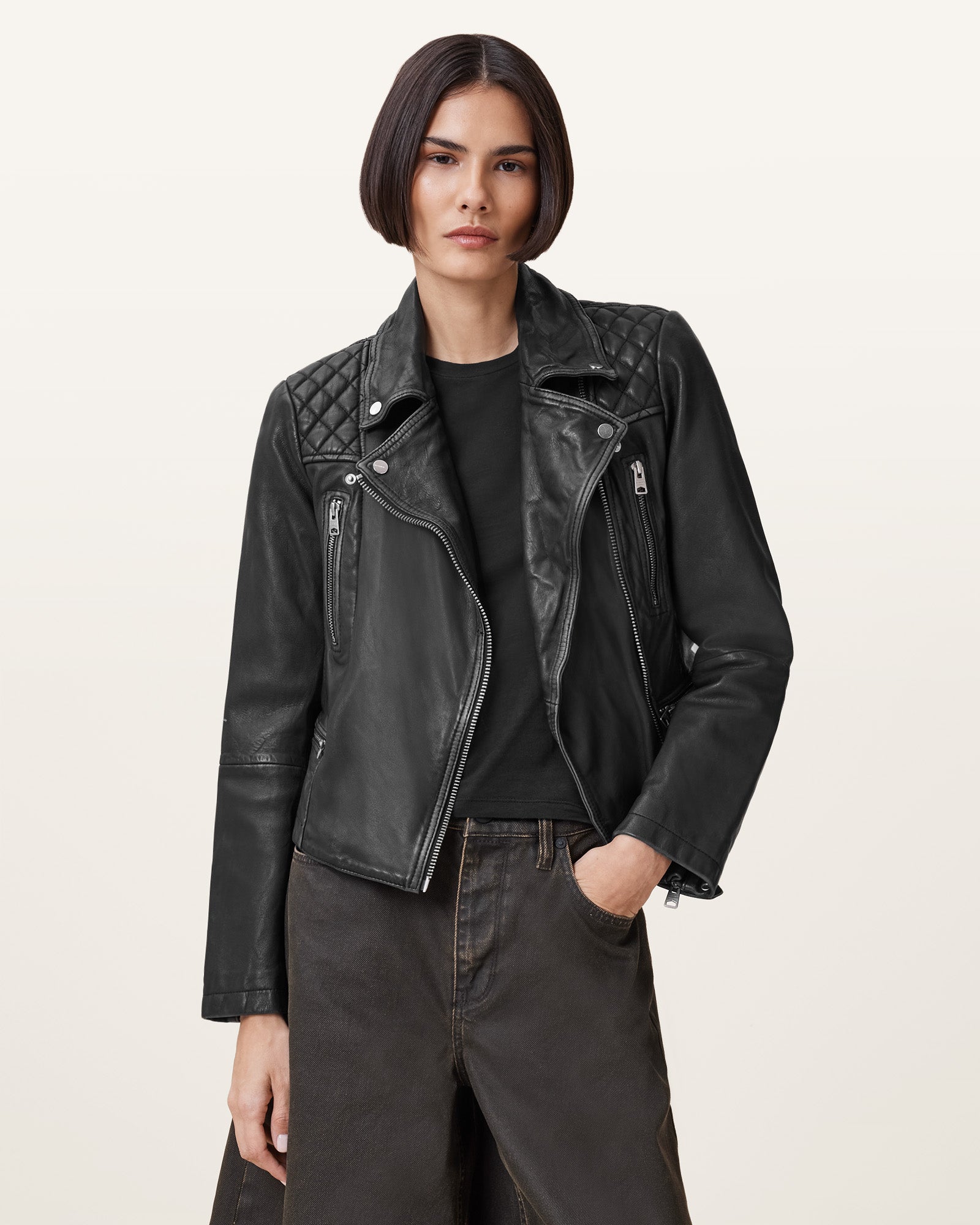 Cargo Biker Leather Jacket