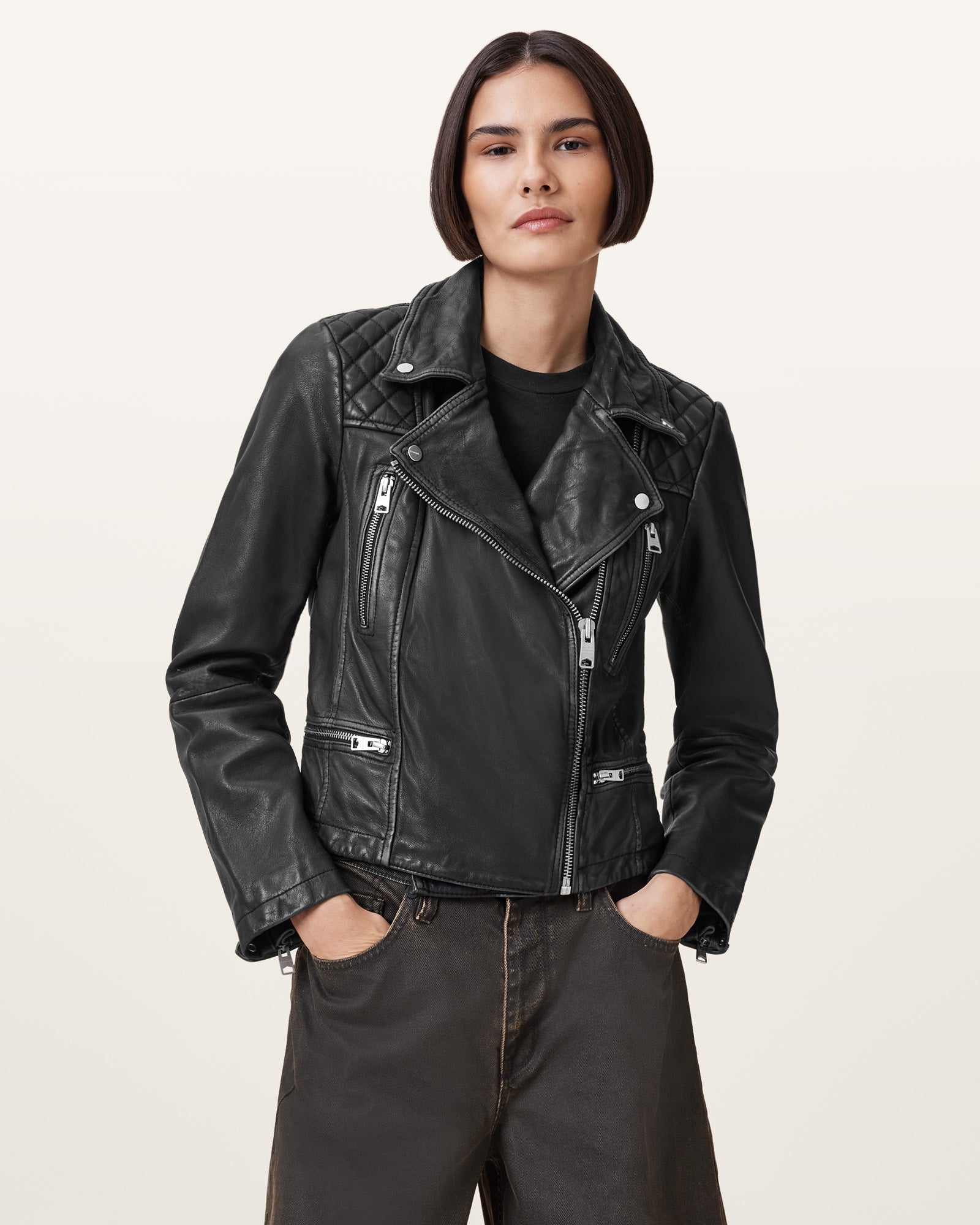 Cargo Biker Leather Jacket