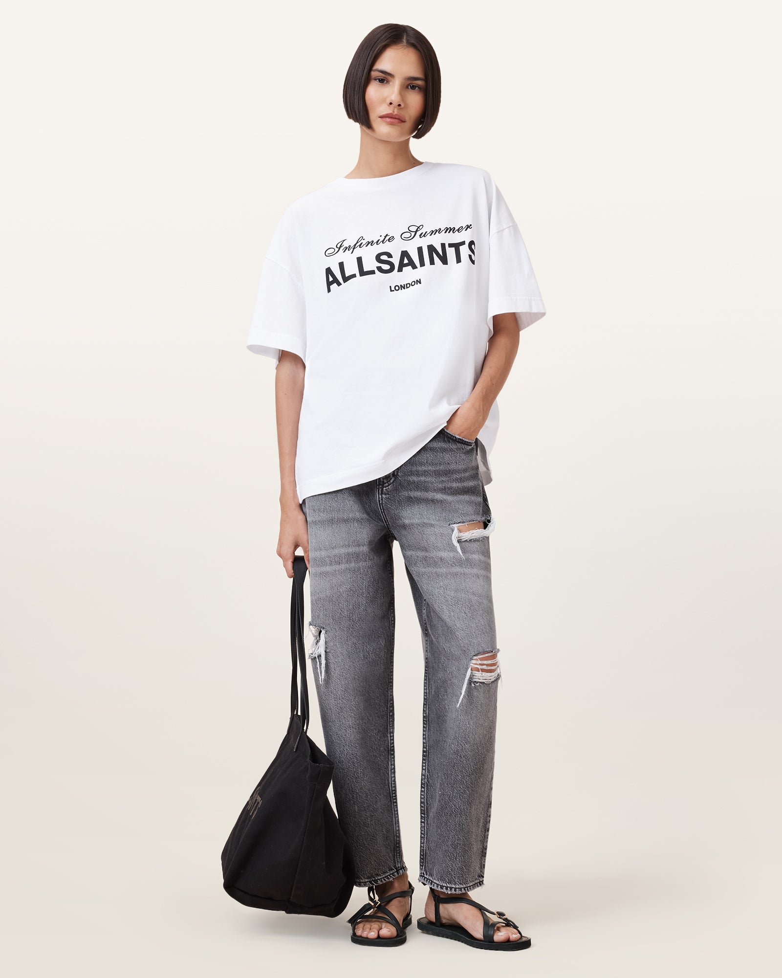Optic White Color Avri Tee from AllSaints