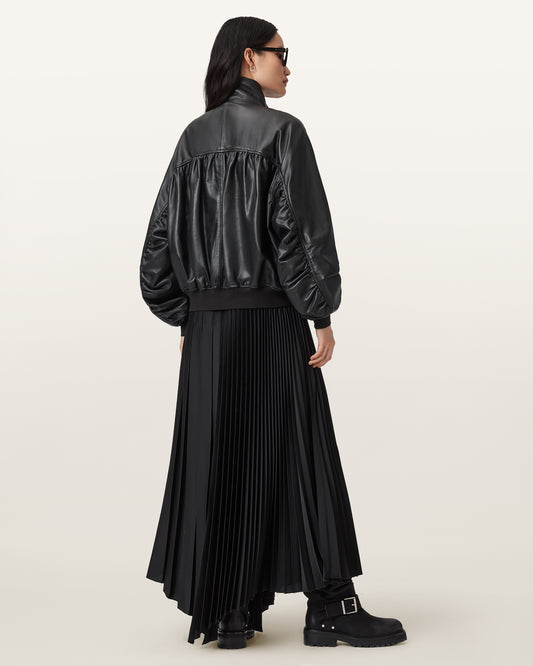 Black Color Felda Bomber Leather Jacket from AllSaints