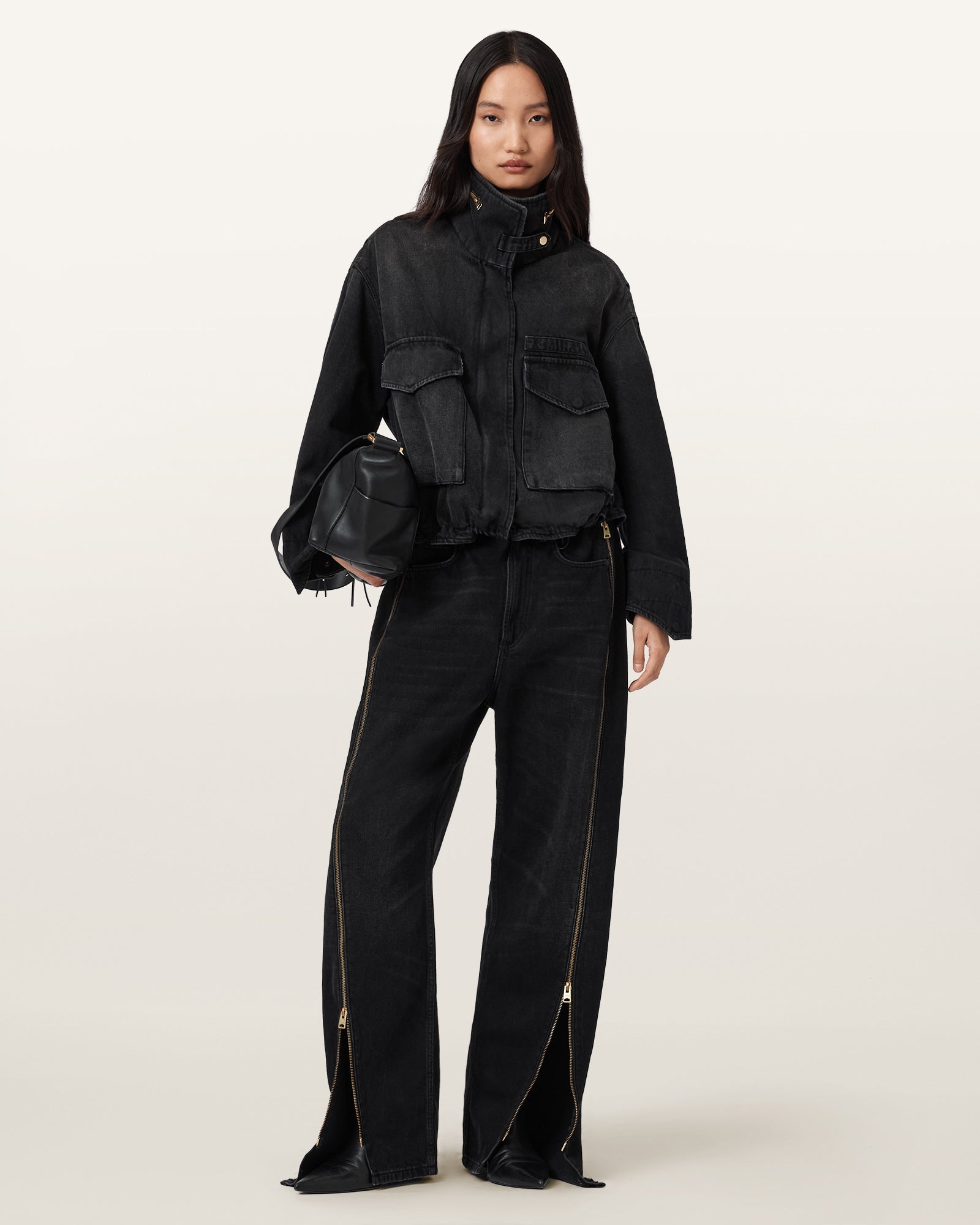 Washed Black Color Clay Zip Jacket from AllSaints