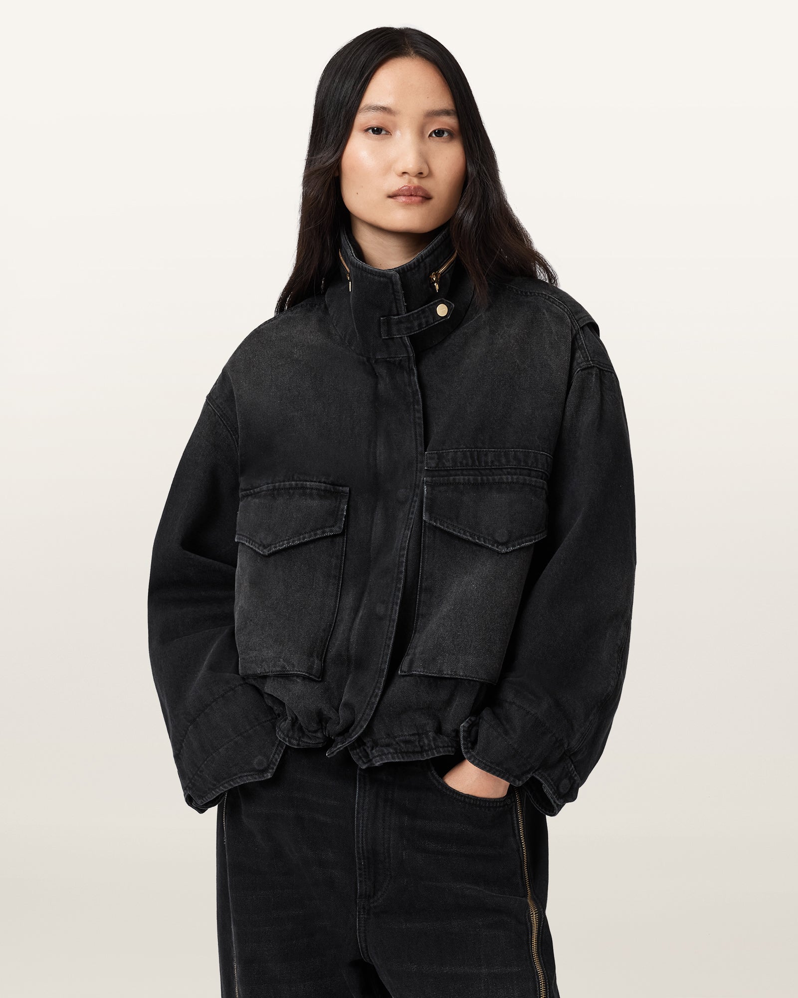 Washed Black Color Clay Zip Jacket from AllSaints