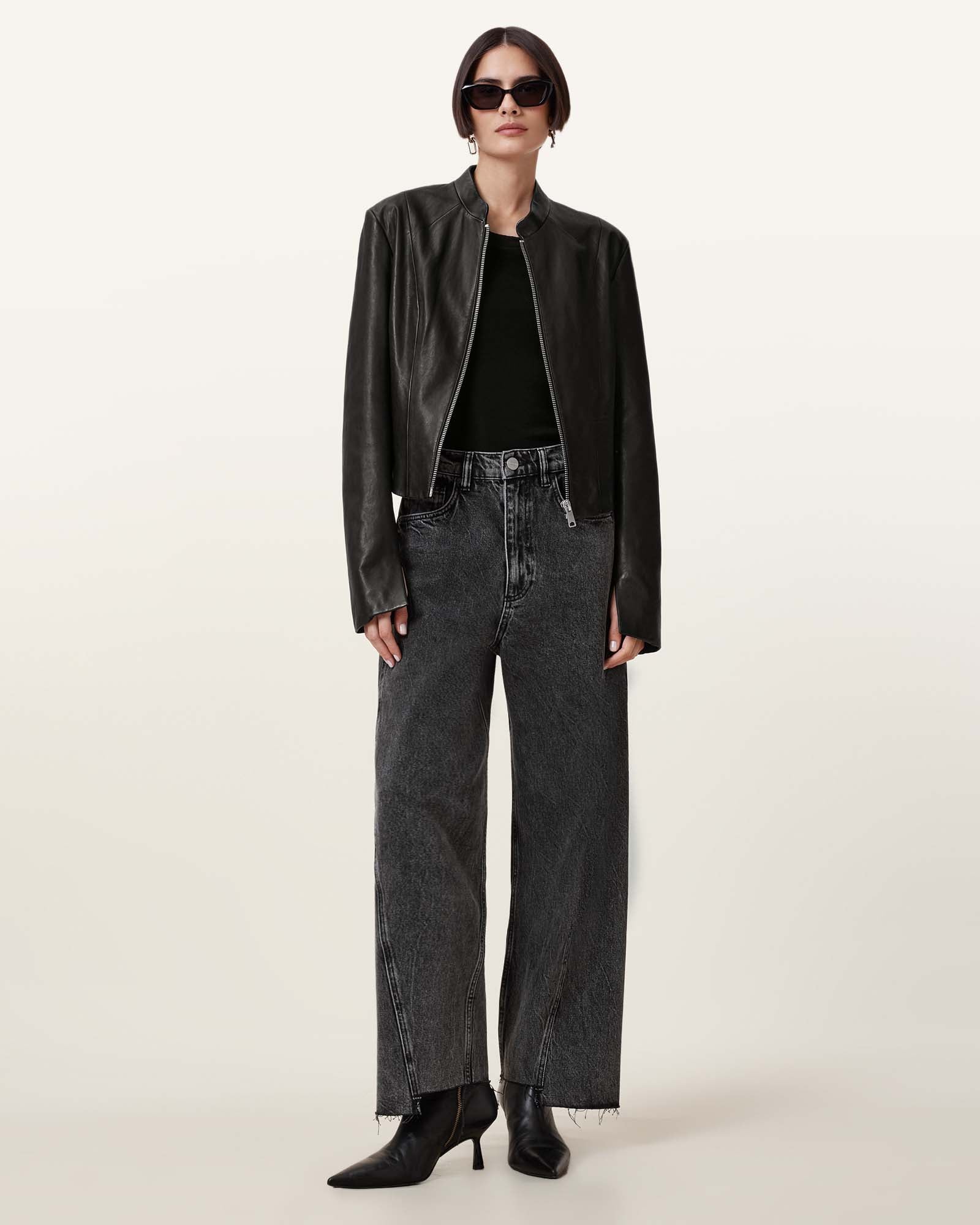 Black Color Sadler Leather Jacket from AllSaints