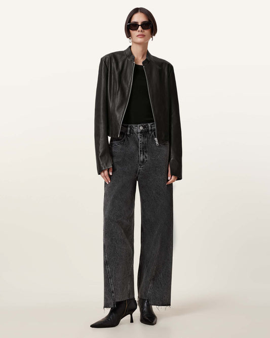 Black Color Sadler Leather Jacket from AllSaints