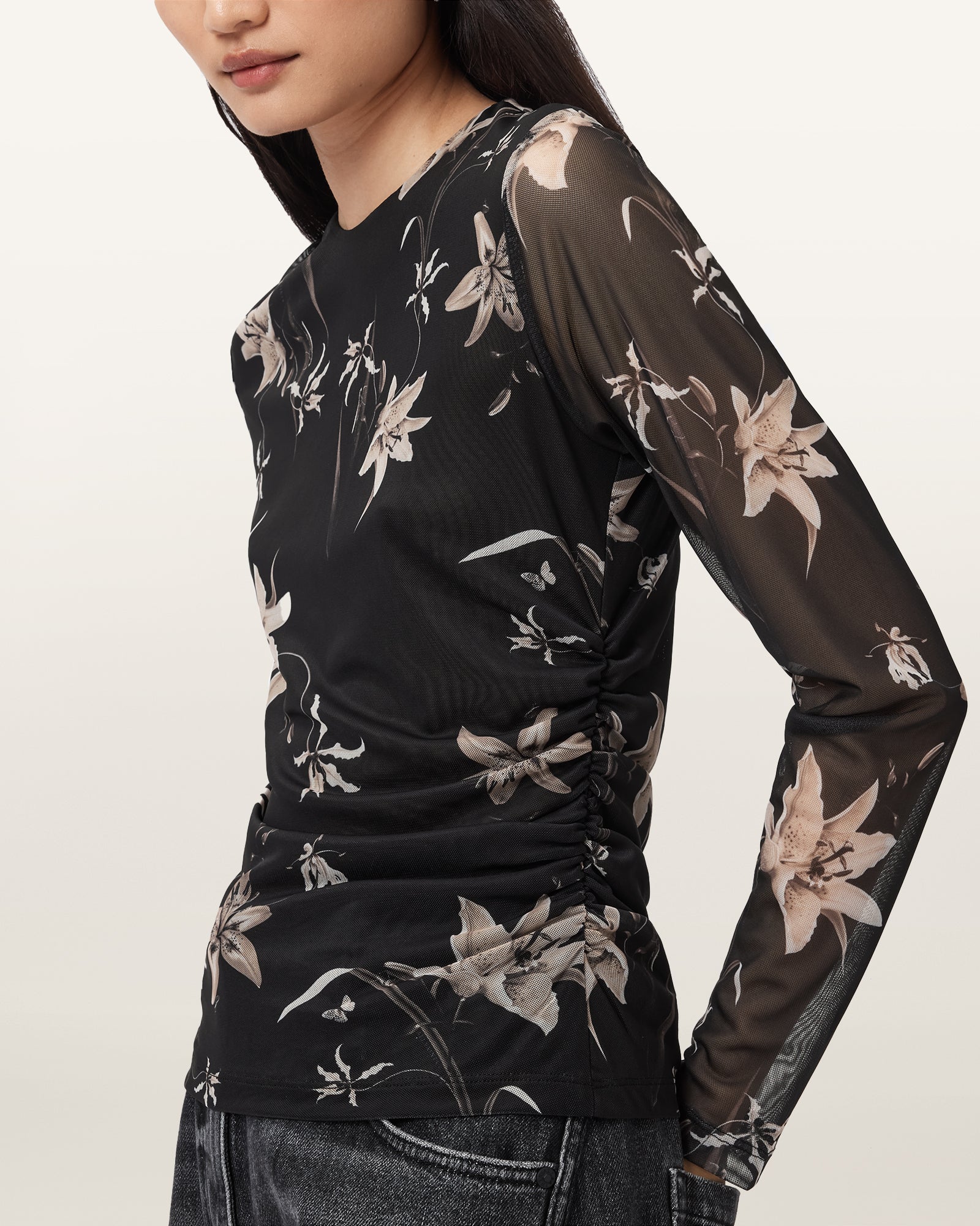 PETRA SEPIA BROWN Color Caia Mesh Top from AllSaints