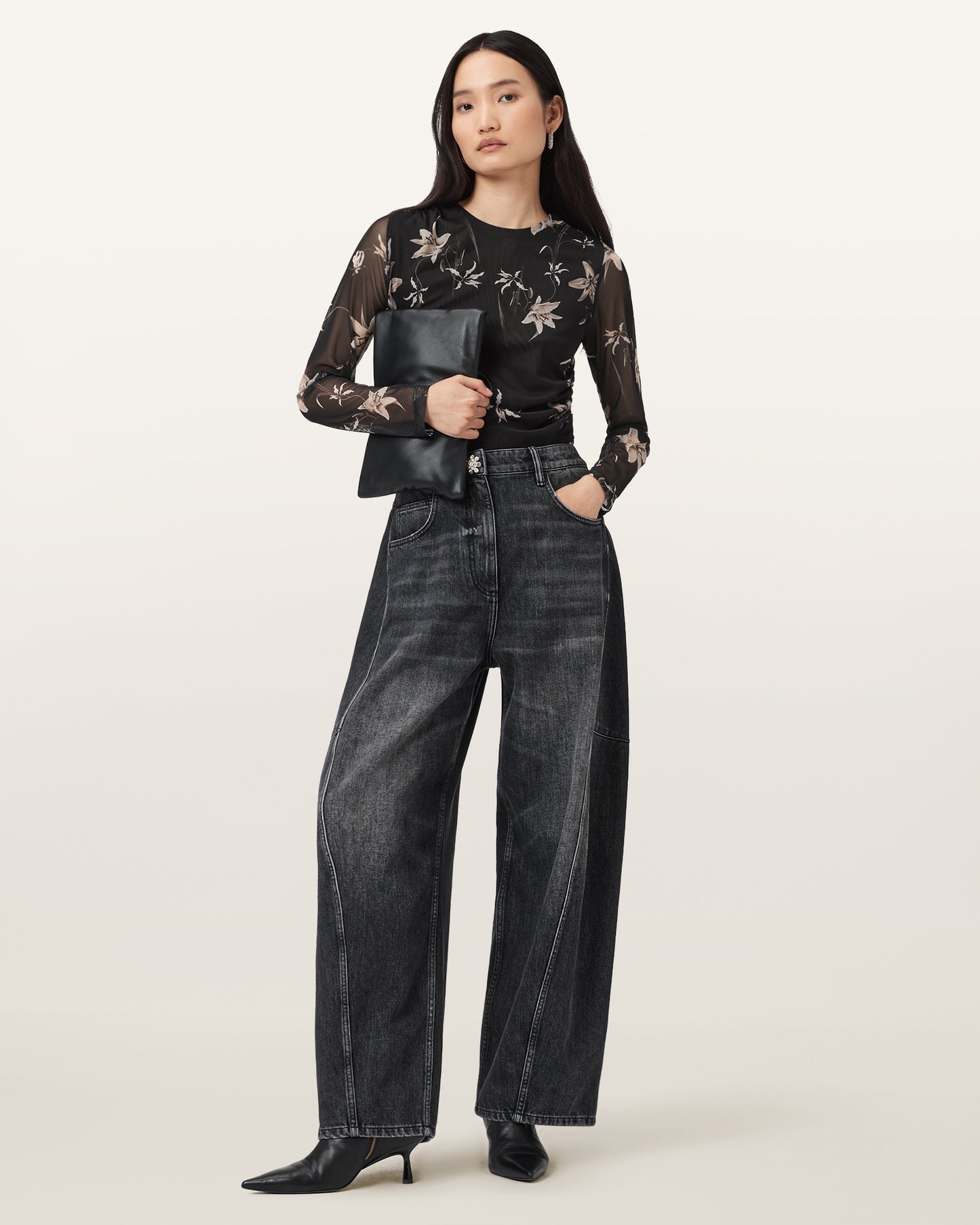 PETRA SEPIA BROWN Color Caia Mesh Top from AllSaints