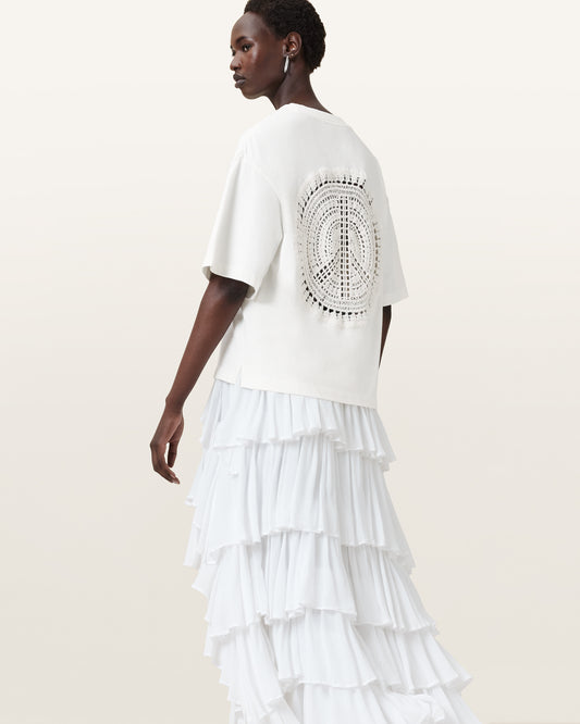 ECRU WHITE Color Amelie Crochet Tee from AllSaints