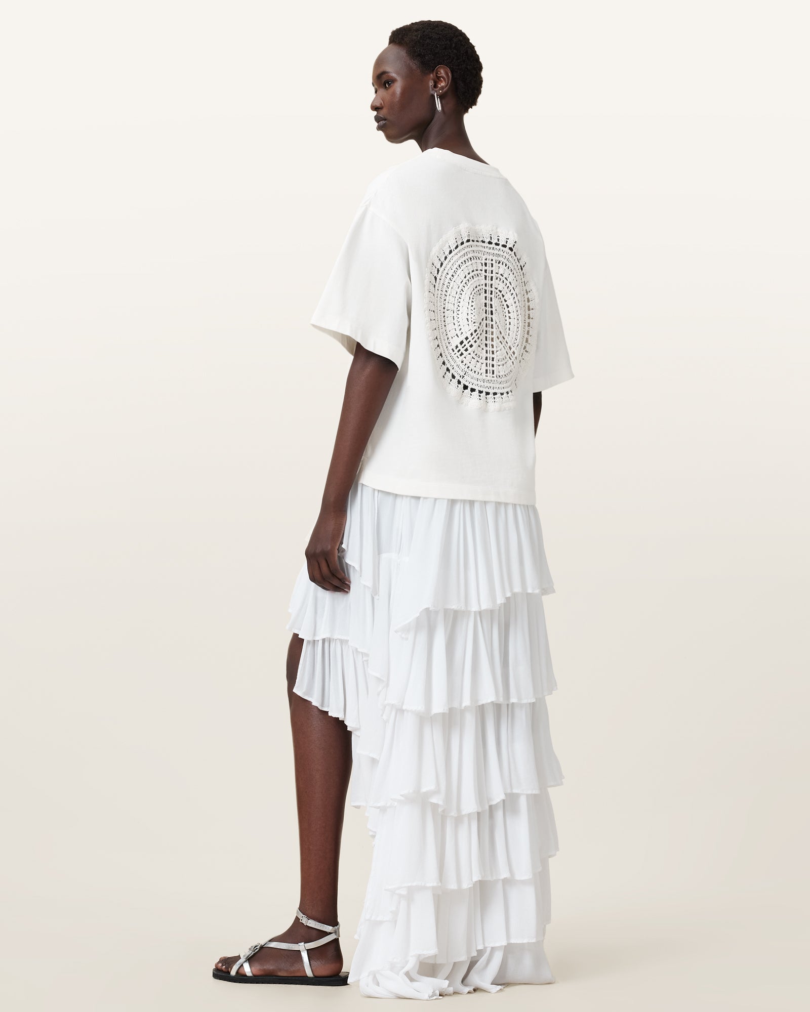 ECRU WHITE Color Amelie Crochet Tee from AllSaints
