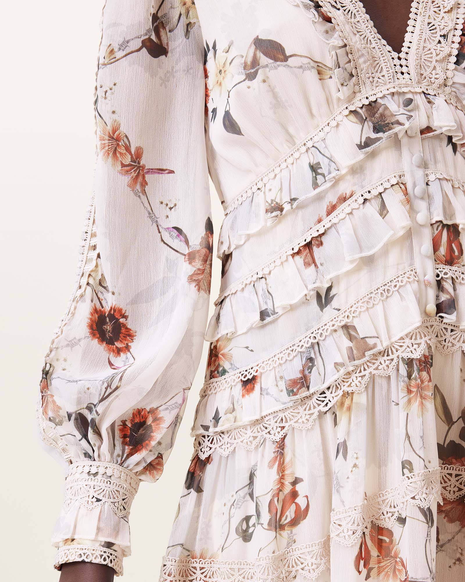 UNITY ECRU WHITE Color Zora Midi Dress from AllSaints