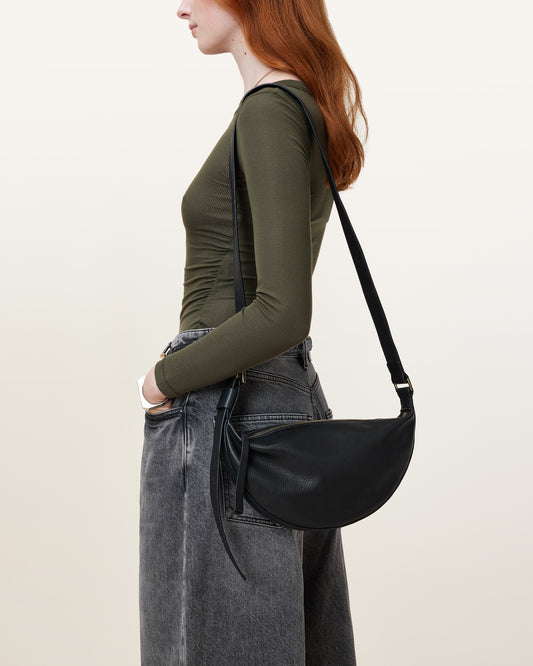 Half Moon Leather Crossbody Bag
