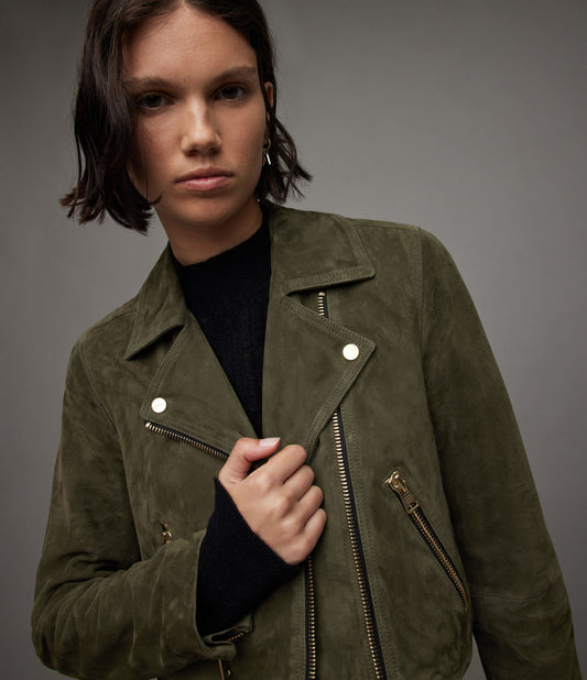 Suede Dalby Crop Biker - AllSaints Hong Kong
